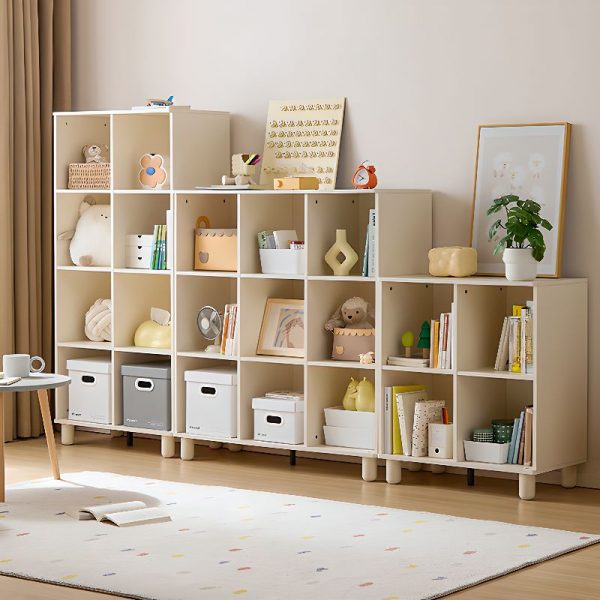 "White Engineered Wood Standard Children's Bookshelf with Multiple Shelves, Versatile Orientation, Unfixed Installation, Scratch-immune, and Tipover Restraint Device"